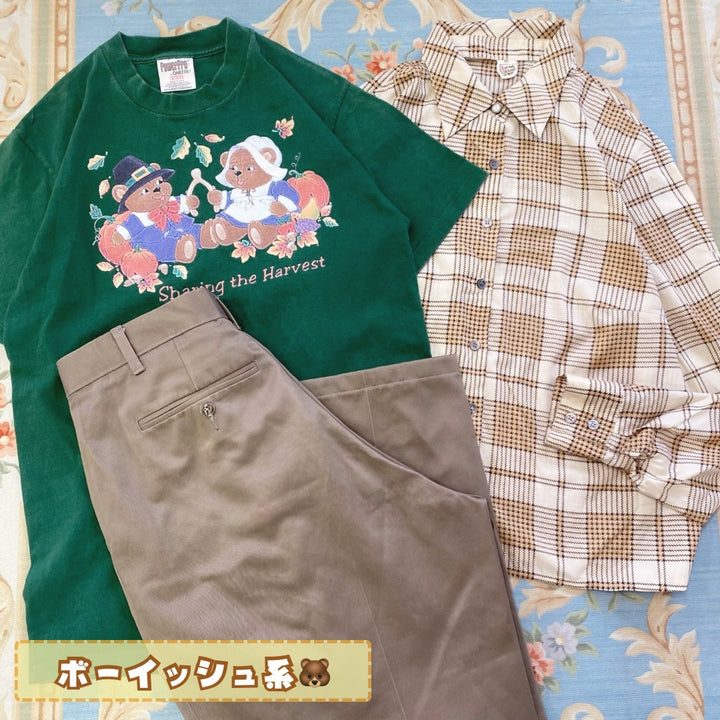 レトロ ガーリー かわいい 可愛い ボーイッシュ プレッピー 純喫茶 くま ねこ お花 おでかけ 女の子 女子 古着 古着屋、古着販売、古着卸 コーデ コーディネート 普段着 埼玉 久喜 株式会社叶 東京 麻布 EC オンライン 通販 昭和レトロ 古着屋ないしょ。